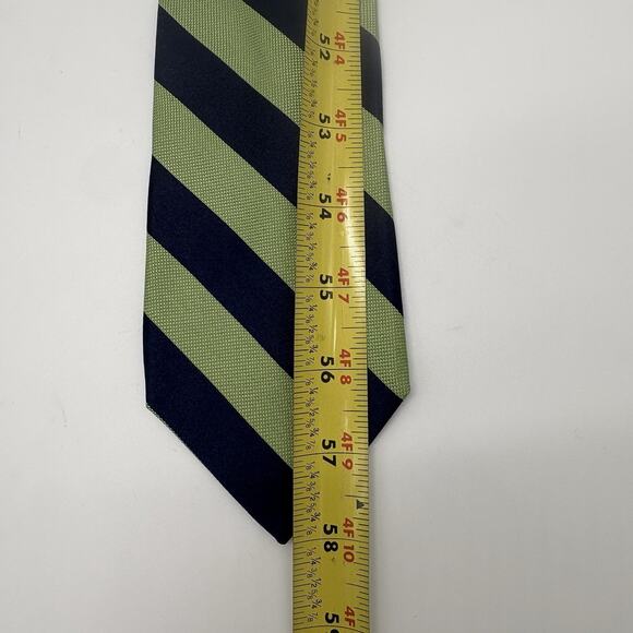 IZOD Silk Necktie Navy Green Repp Stripe Traditional Preppy Academia Classic - Picture 12 of 14